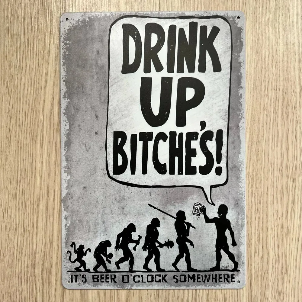 Tin Sign - Human Evolution Bee - Vintage Collectible Plates 评论和价格