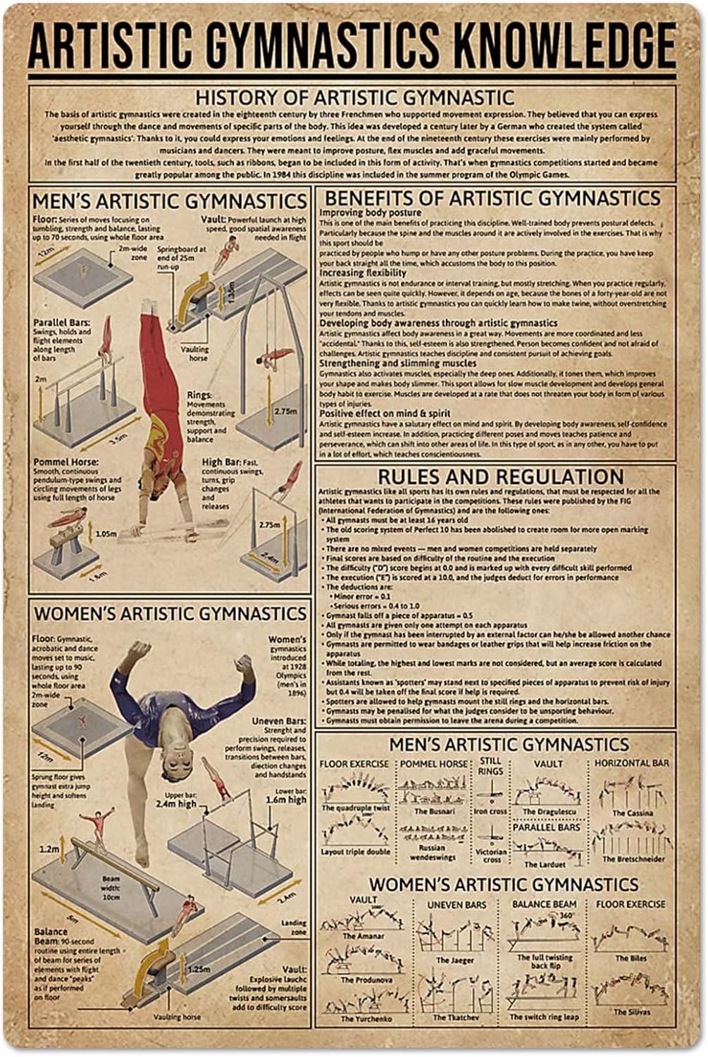 Artistic Gymnastics Knowledge  - Vintage Collectible Posters 评论和价格